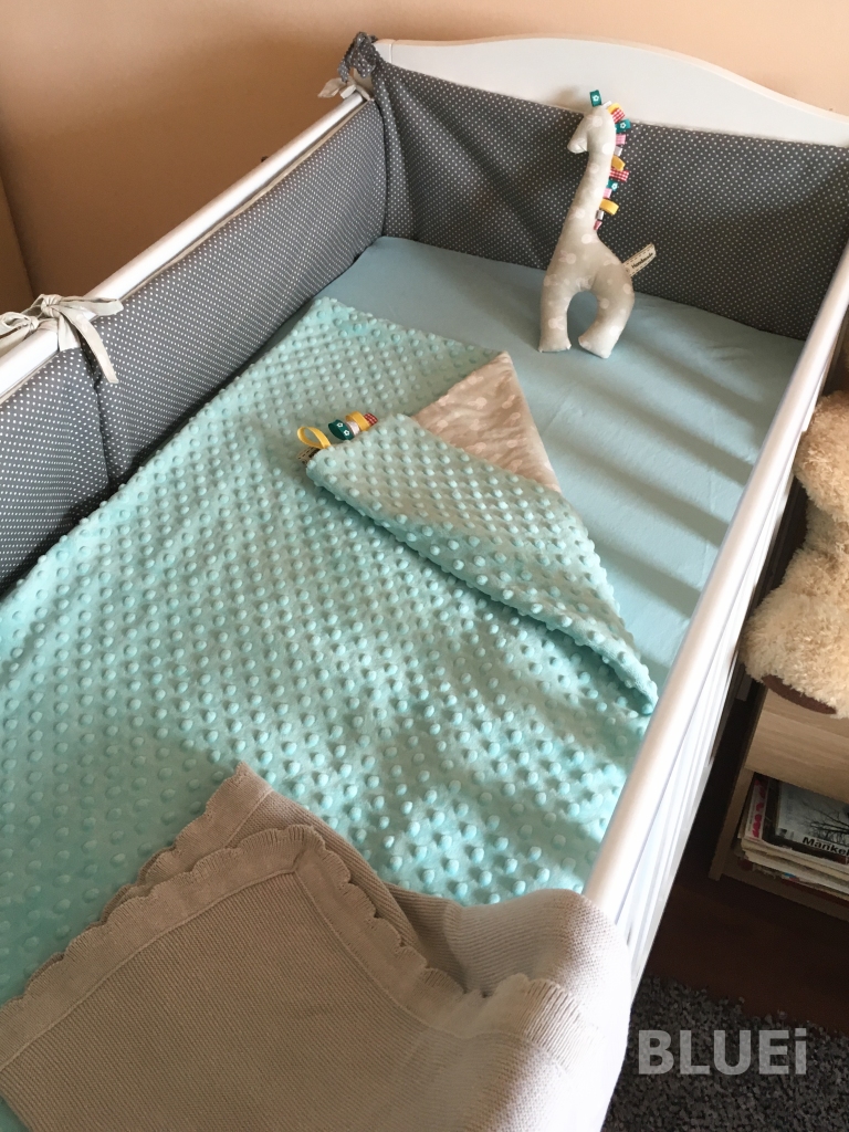 cot bumpers, blanket and toy